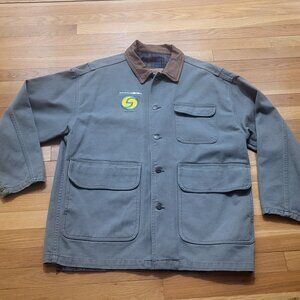 international Denim cotton lined jacket with leather collar